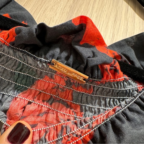 Adam Lippes Rose Print Off Shoulder Blouse - Picture 4 of 6